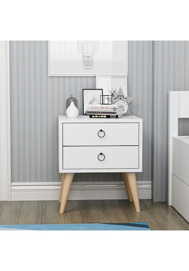 Dekorosso Merlin 2 Çekmeceli Komodin  Beyaz