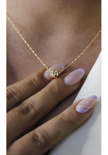 Diamine 14 Ayar Altın Büyük Dorika İnce Aynalı Zincir Kolye