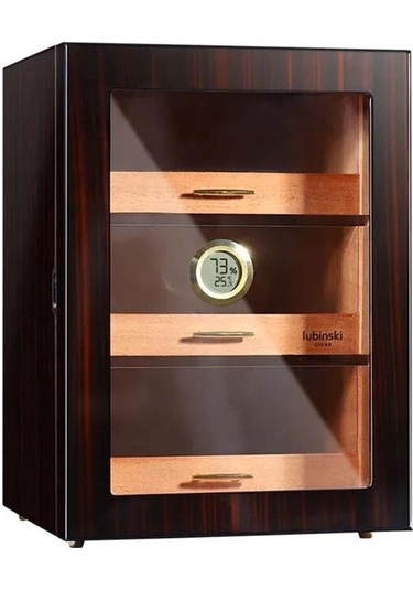 Lubinski Camlı 3 Çekmeceli Humidor Puro Kutusu Maun 100s