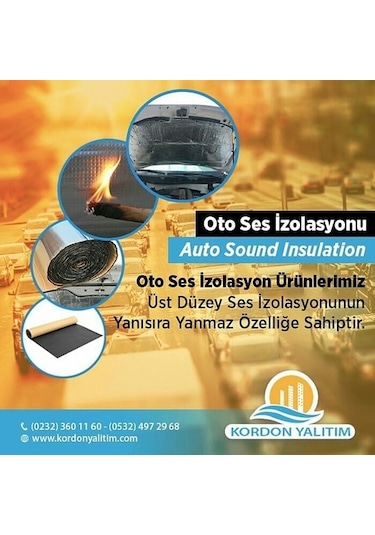 Kordon Yalıtım Folyolu Yapışkanlı Izolasyon Kaput Ses Isı Yalıtım