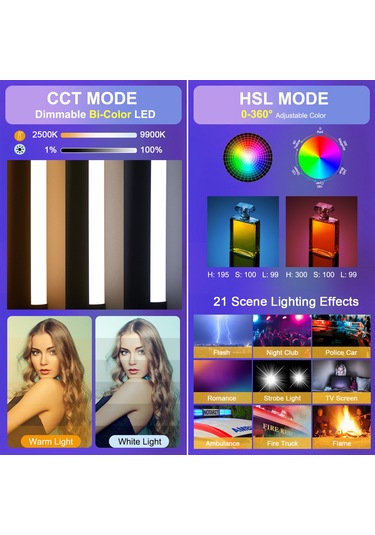 Andoer D3 Elde Taşınabilir Rgb Led Video Işık Tüpü Siyah Siyah