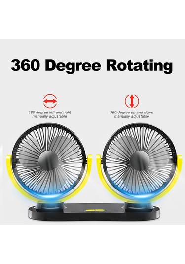 Springsun Taşınabilir Çift Başlı 360 Döner Usb Fan 3 Hız Modlu 5v2a - Yurt/ofis/masa/araç