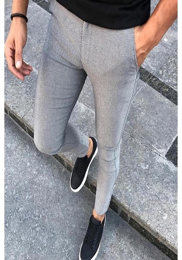 Oksit Zoom 108 Desenli Slim Fit Likralı Keten Pantolon