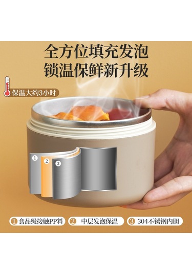 Moveevo 304 Çelik Isı Saklama Yemek Kutusu, Mikrodalga Uygun, Öğrenci/ev Kullanıma Uygun, 4 Adet + Isı Saklama Çantası + Besteği, Kahve Rengi Beyaz