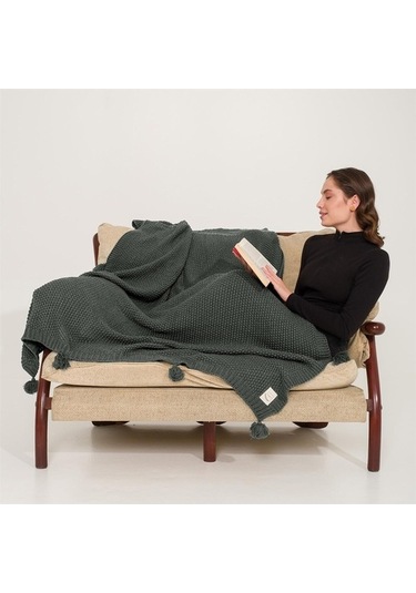 Coco Pirinç Örgü Ponponlu Triko Tv Battaniyesi Throw Koltuk Şalı (538861682)-130X170