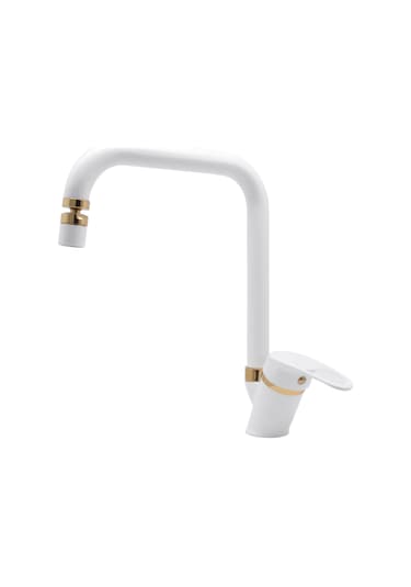 Kustar Lexus Altın Beyaz Mutfak Eviye Bataryası