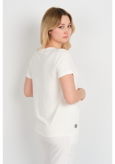 Sistas Kadın Cep Detaylı Kısa Kollu Bisiklet Yaka Bluz 24240 Ekru Ekru