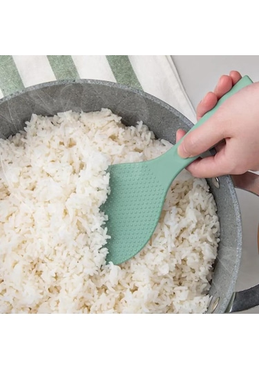 Pirinç Kaşığı Gıda Sınıfı Isıya Dayanıklı Kürek Silikon Ayaklı Tip Pirinç Spatula Yemek Servis Pirinç Küreği Mutfak Aleti Mavi