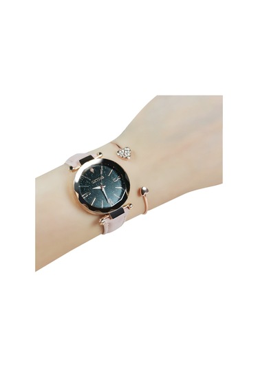 Kadın Saat Seti Bilezik Moda Aydınlık Eller Dişli Hareket Retro Kuvars Kol Saati Pembe Diğer