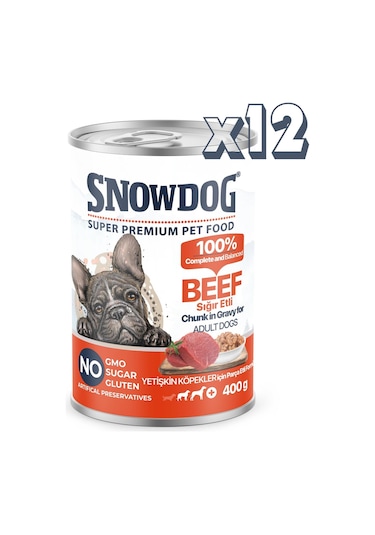 Snow Dog Premium Parça Etli Sığırlı Köpek Konservesi 12 x 400 G