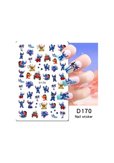 Lilo Ve Stitch Tırnak Çıkartmalar Anime Etiket Tırnak Sanat Süslemeleri Karikatür Animasyon Tırnaklar Üzerinde Basın Çivi Aksesuarları Manikür İçin Antik Pirinç