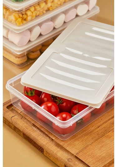 Multi Box 5 Li Set Saklama Kabı Seti - Dondurucu & Mikrodalga Uyumlu Krem