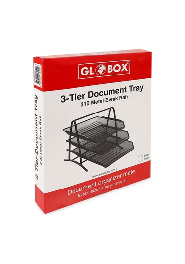 Globox  Evrak Rafı Metal 3 Lü Siyah  6255
