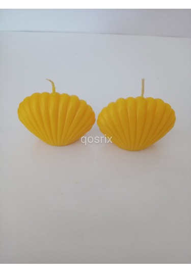 2'li Sarı Mini İstiridye Deniz Kabuğu 1. Kalite Doğal Kokulu Mum