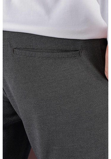 Slim Fit Yan Cepli Dokulu Esnek Casual Antrasit Pantolon P 1139 Antrasit