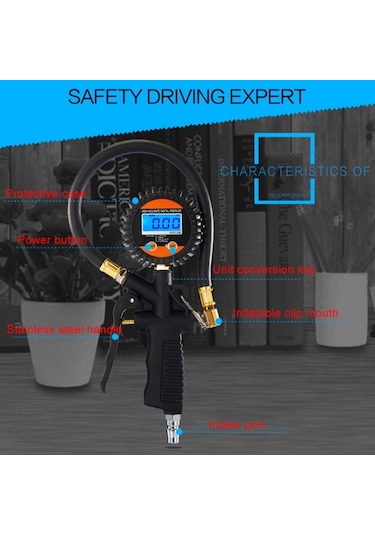Sones Araba Dijital Lcd Ekran Lastik Hava Basıncı Şişirme Ölçer Araç Test Cihazı Enflasyon İzleme