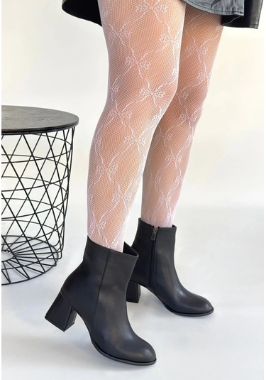 Biçomi Tendy Siyah Cilt Topuklu Bot Çok Renkli