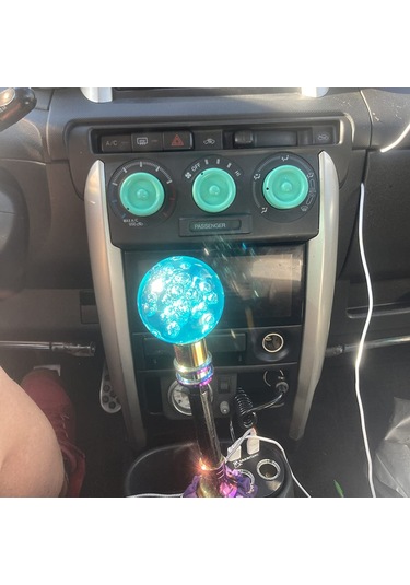 Aubyhe Kara Mavi Akrilik Kristal Balon Vites Başlığı - Dairesel Şeffaf Araç Vites Kolu M8/m10/m12 Adaptörler İle Koyu Mavi