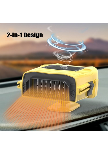 Konesam 12v Taşınabilir Araç Isıtıcısı Ve Fanı, 360 Dönebilen Başlık, Hızlı Isıtma Ve Soğutma, 2 Si 1 Arada Buz Çözücü