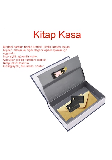 Gizli Kasa İngilizce Sözlük Görünümlü Anahtarlı Metal Para Kasası