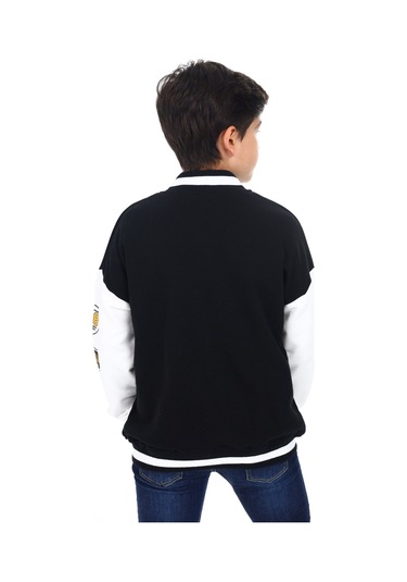 Toontoy Erkek Çocuk Baskılı Kolej Hırka Siyah