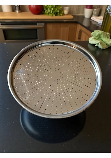 Paslanmaz Çelik Delikli Pizza Fırın Tepsisi Lahmacun Fırın Tepsisi 28 Cm Çok Renkli