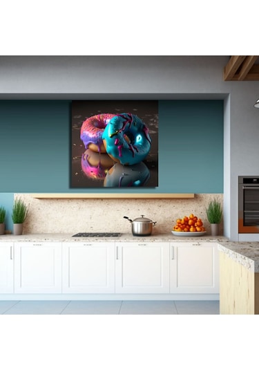 Donut Makaron Mutfak Pastahane Ve Kafelere Asmalık Hd Baskı Kanvas Tablo