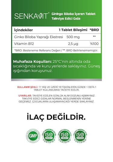 Senkavit Ginko Biloba Ve B12 İçeren 180 Li Tablet