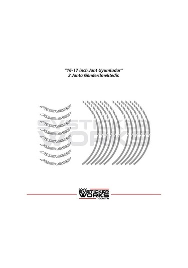 Bajaj Rs200 Jant Sticker Dış Ve İç Set Sticker Jant Şeridi Gri 72723171