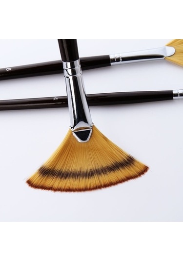 Willowhaven 3 Adet Balık Kuyruğu Guaj Fırçası Siyah, Naylon Yün, 38,5x10,5 Cm, Ahşap, Akrilik, Yağlı Boya İçin