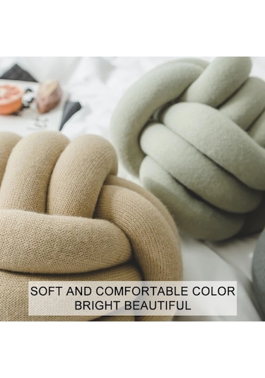 Sones El Yapımı Düğümlü Top Yastık, Boyut: Çap: 25 30cm Mandalina Tozu