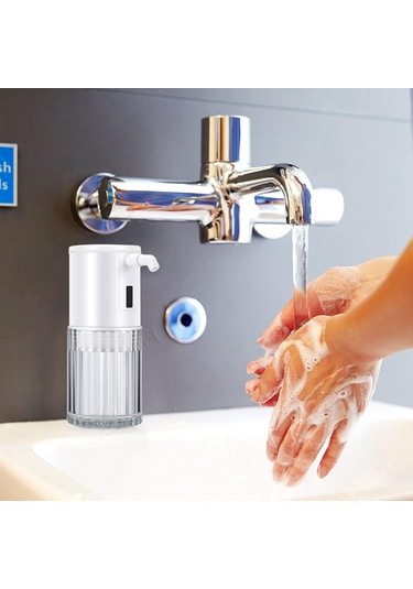 Xiaaokeji Otomatik Sabunluk, 350ml Temassız Şarj Edilebilir Sabunluk Beyaz