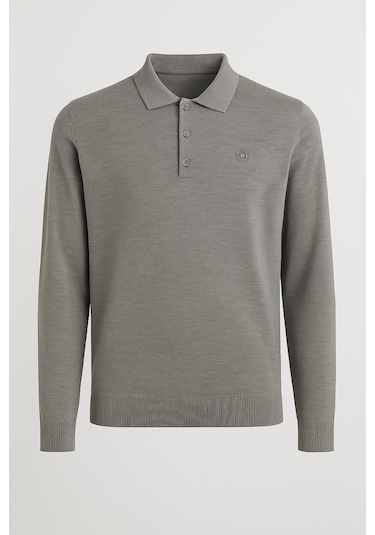 Simenti Regular Polo Yaka Düğmeli Erkek Triko - 7422 Gri