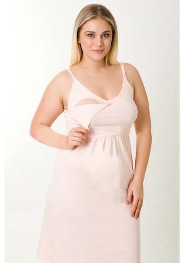 Parlingerie Hamile Lohusa Geceliği İp Askılı Somon