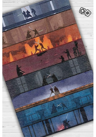 Homshtag Bölümler Film Halısı Star Wars Temalı Film Halısı Çok Renkli