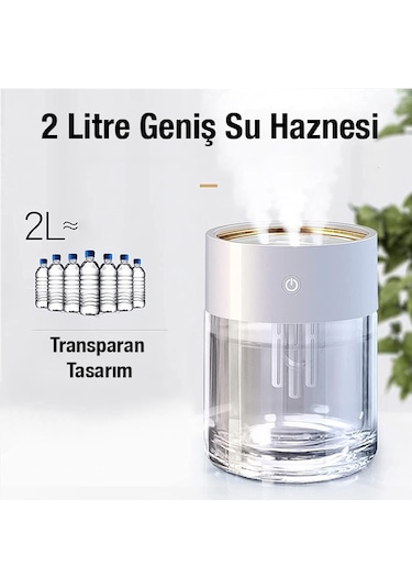 Ezere Led Işıklı 3 Üfleme Kanallı 2L Su Kapasiteli Hava Nemlendirici