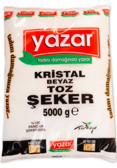 Yazar Kristal Toz Şeker 3 x 5 KG