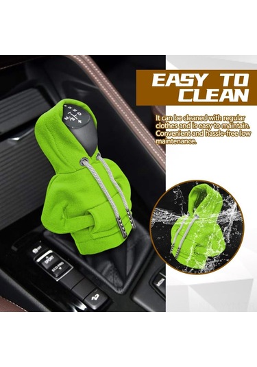 Geeksen Araba Vites Kolu Koruyucu Kılıfı - Hırka Desenli İç Dekor Aksesuarı Yeşil Renk