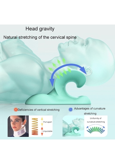 Boyun Servikal Masaj Aleti Servikal Düzeltici Akupresür C-tipi Traksiyon Desteği Masaj Yastığı Yeşil Yeşil