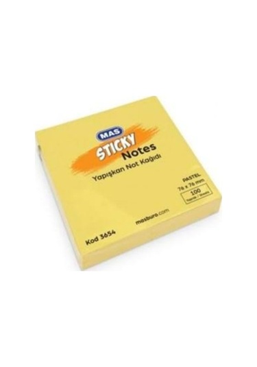 Mas Postit 100 Yaprak 76x76 Yapışkanlı Not Kağıdı Sarı - 3 Adet