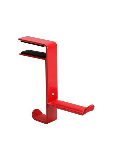Pazly Bilgisayar Standı Kulaklık Tutucu, Klipsli Braket, Metal Duvar Askısı, Kırmızı, Ayarlanabilir, Kulaklık Koruyucu