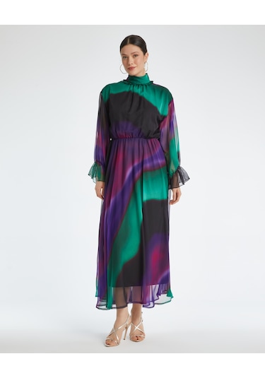 Kadın Midi Elbise - Modern Tasarım - Günlük Ve Özel Gün İçin Elbise Mor