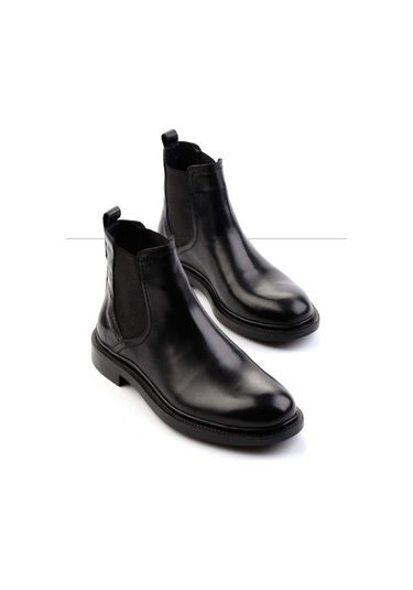 Siyah Hakiki Deri Erkek Bot & Bootie E02011007441 Siyah