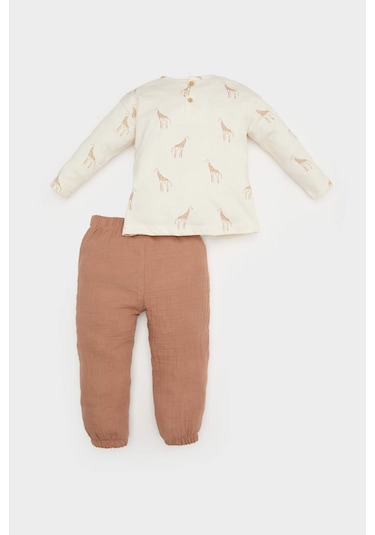 DeFacto Erkek Bebek 2'li Takım Uzun Kollu Üst Esnek Belli Pantolon E7728A525SPER238 Ekru DeFacto Erkek Bebek 2'li Takım Uzun Kollu Üst Esnek Belli Pantolon E7728A525SPER238 Ekru