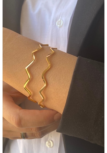 Zümrüt Sarraf 22 Ayar Altın Kadın 10 Gram Tek Adet Zikzak İşçiliksiz Bilezik