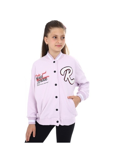 Toontoy Kız Çocuk Baskılı Kolej Hırka Açık Lila