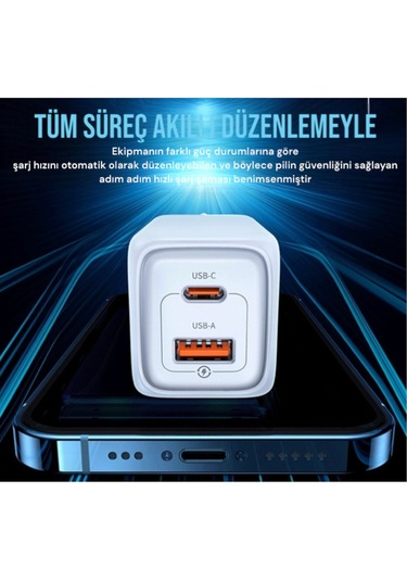 Usams T47 Cc153 65w Dual-port Super Si Hızlı Şarj Dizüstü Bilgisayar Tablet Macbook Siyah