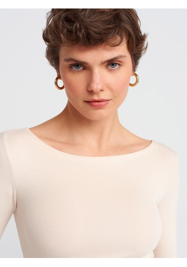 Dilvin 31332 Kayık Yaka Uzun Kollu Top-taş Taş