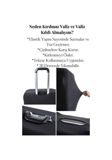Kırılmaz Valiz Kılf Set Orta Boy Siyah Polipropilen Gövdeli 8683255012411 Siyah