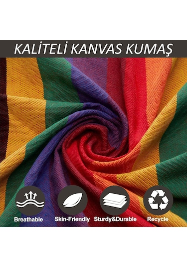 Valkyrie Tek Kişilik 240x80cm Çantalı Kanvas Hamak Çantalı Çok Renkli